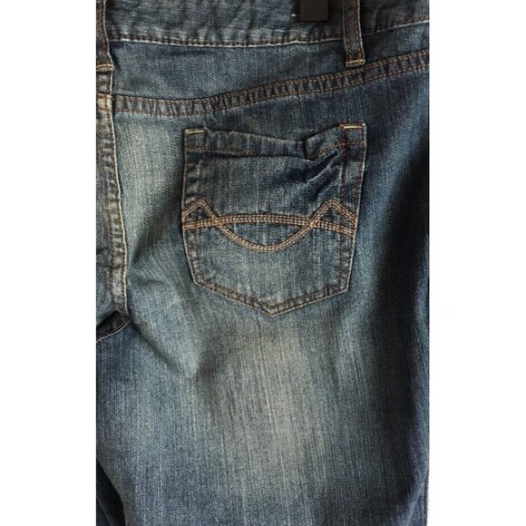 Mossimo Blue Denim Distressed Bootcut Jeans Plus 15S Medium Wash Stretch 36x30 - Picture 5 of 8
